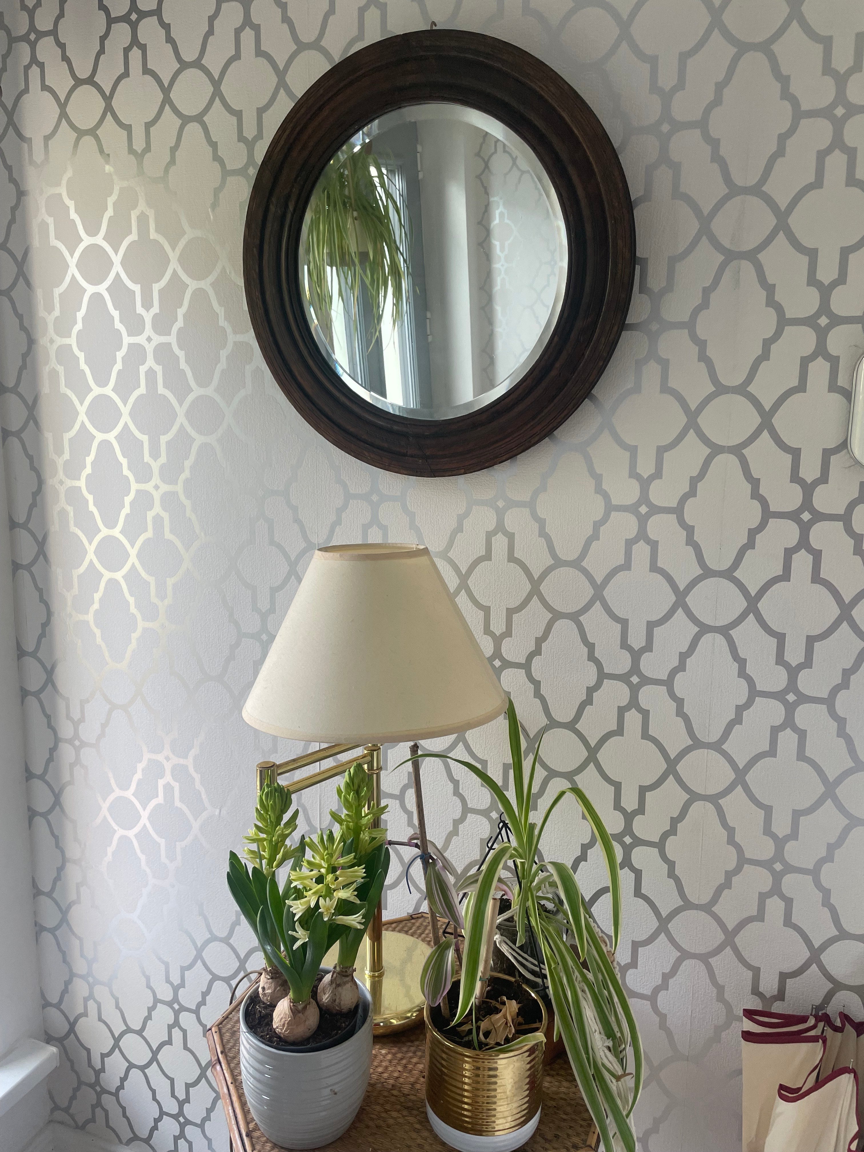 Antique Round Wooden Mirror