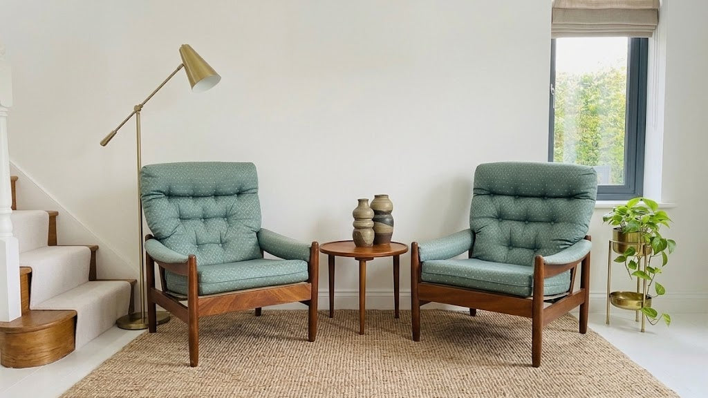 Pair of Teak Framed Armchairs