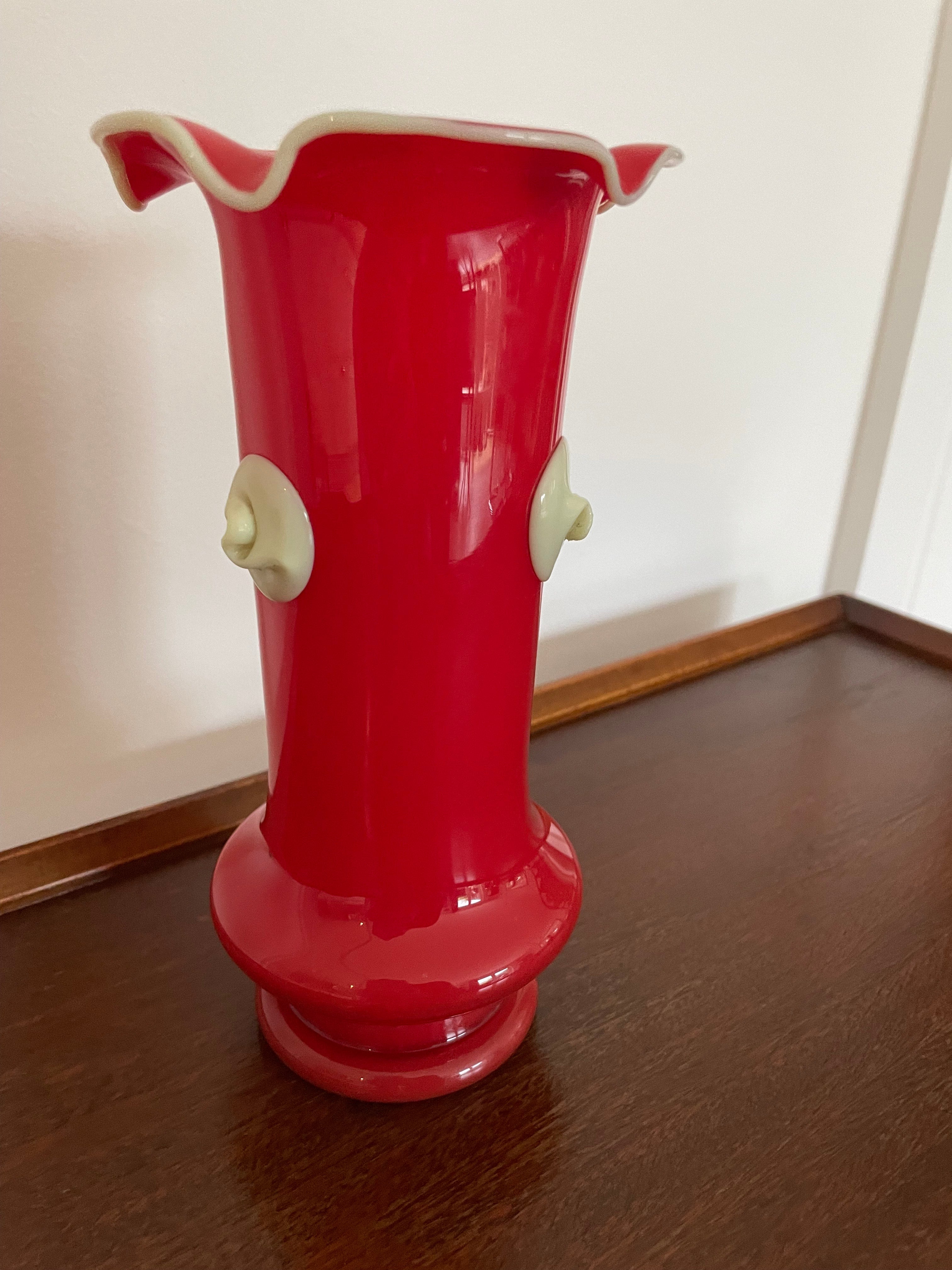 Bohemian Art Deco red Tango glass vase