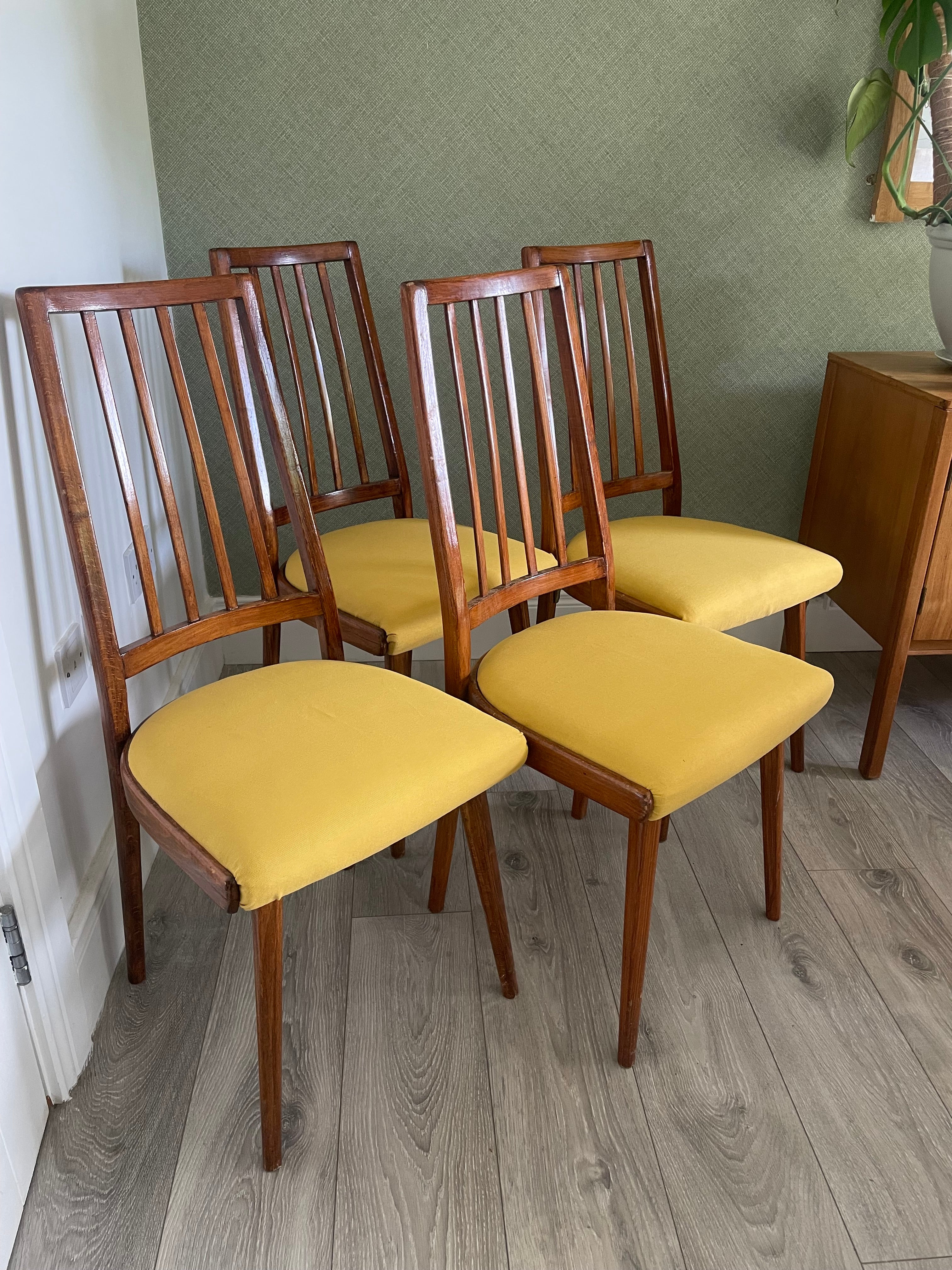 Four re-upholstered vintage Czech Ligne chairs