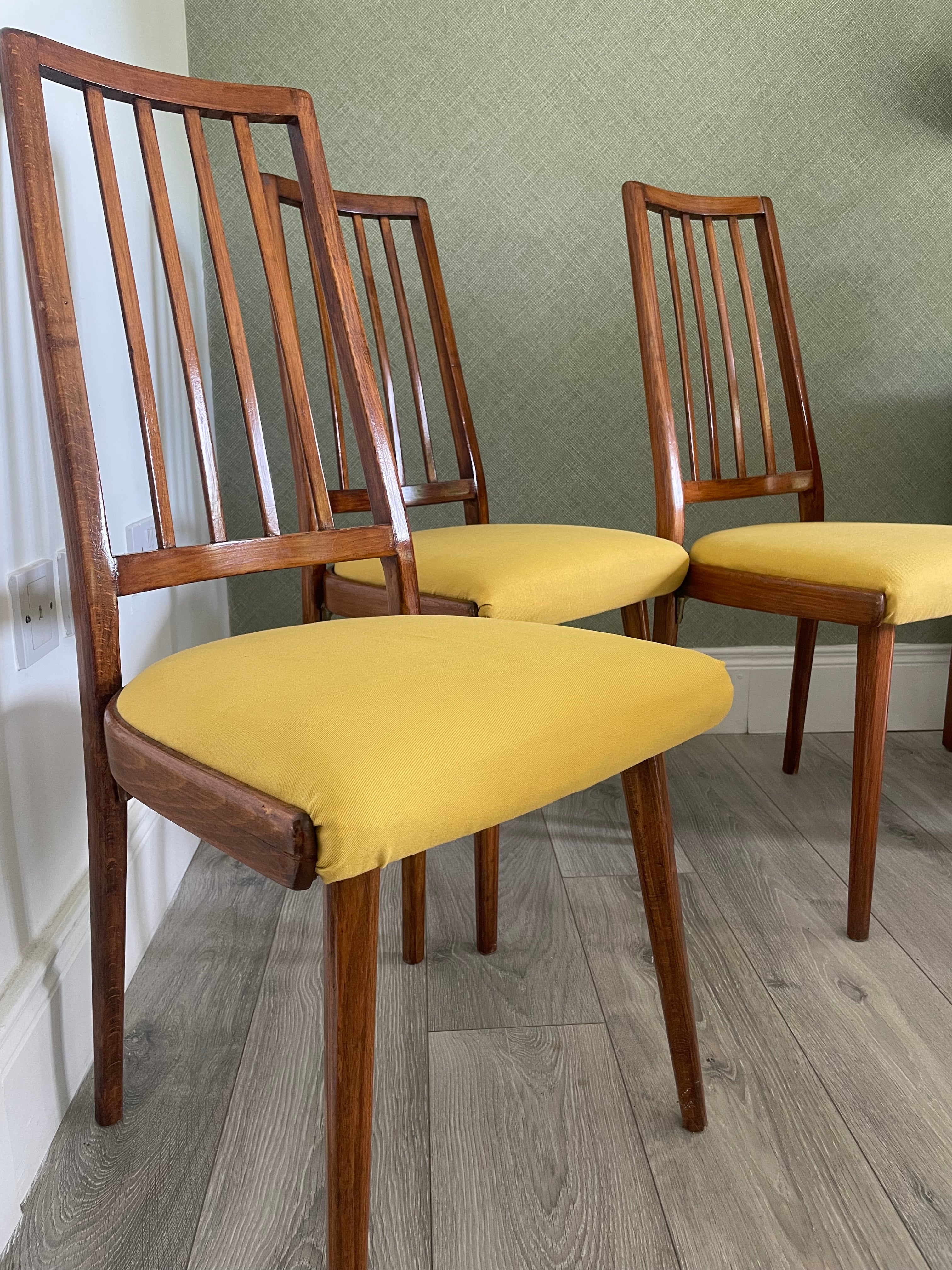 Four re-upholstered vintage Czech Ligne chairs