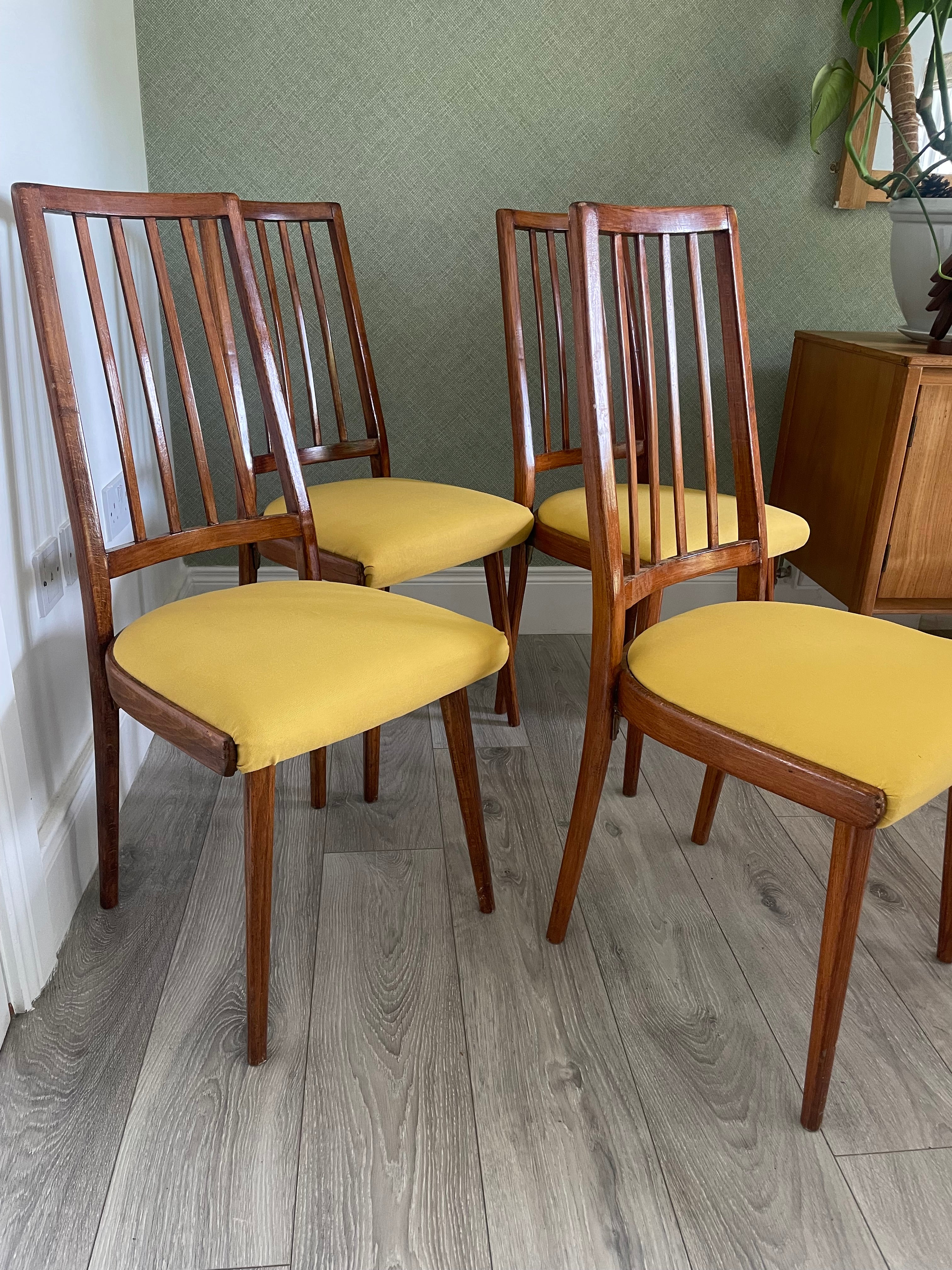Four re-upholstered vintage Czech Ligne chairs