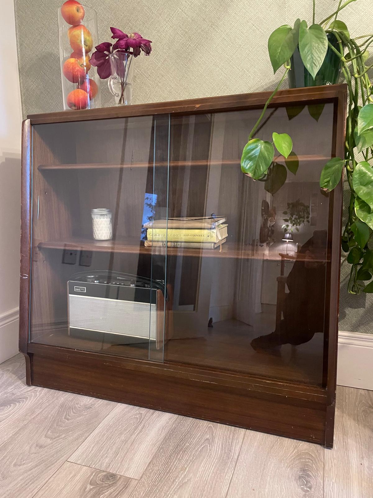 G Plan mid century bookcase with glass - Grace and Joy Furniture