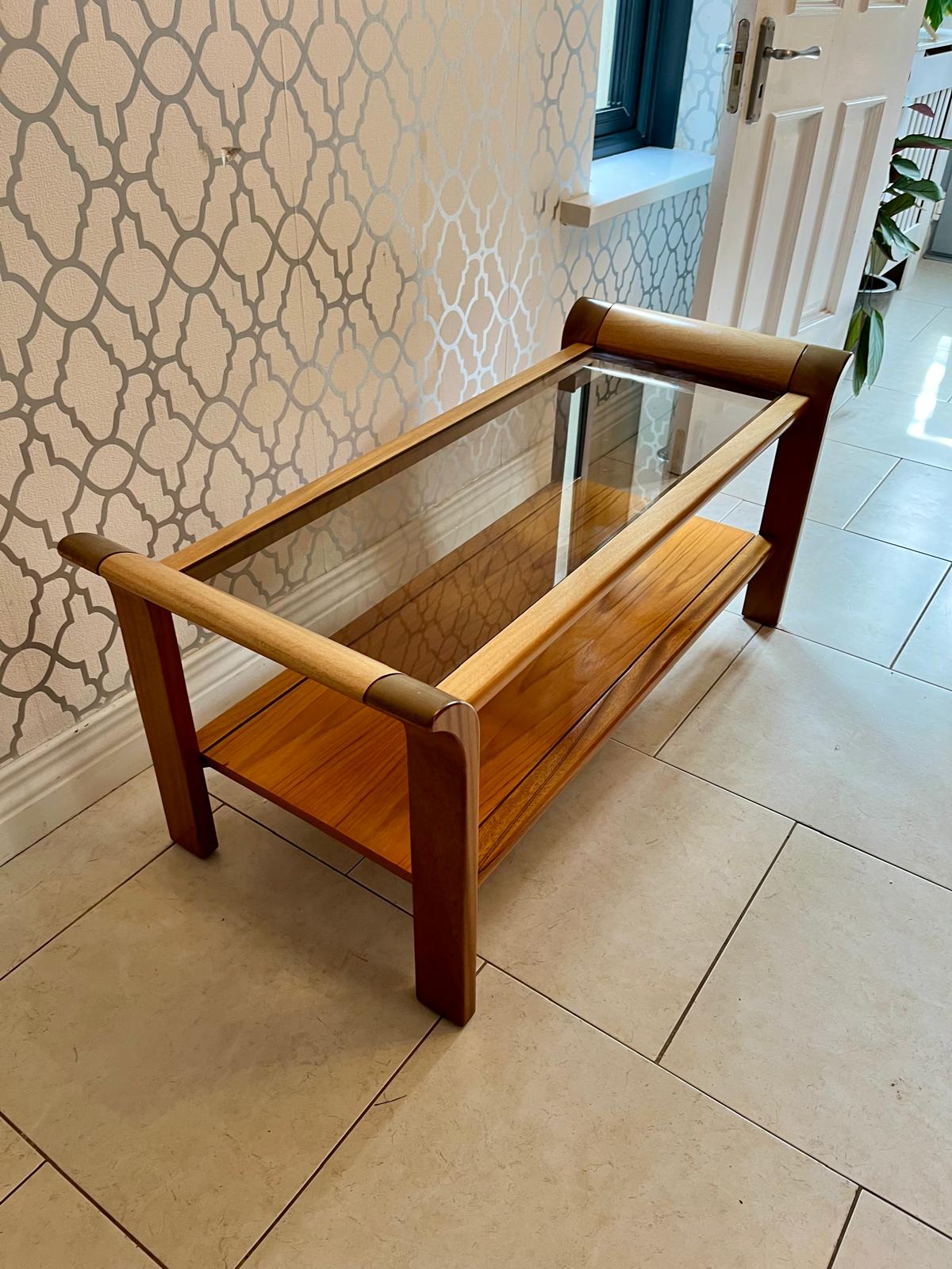 GPlan Tulip Teak Coffee Table with Smoked Glass Top