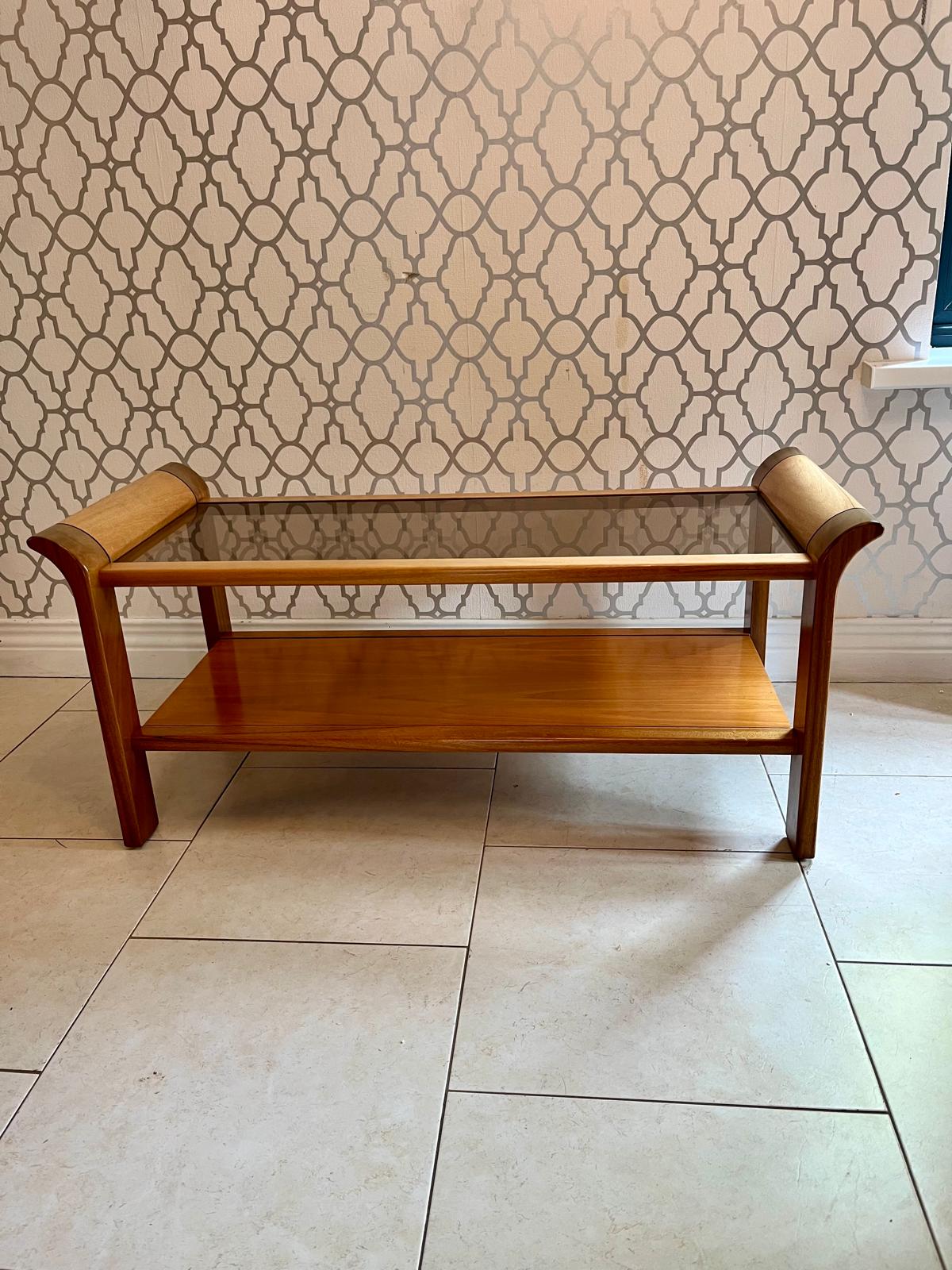 GPlan Tulip Teak Coffee Table with Smoked Glass Top
