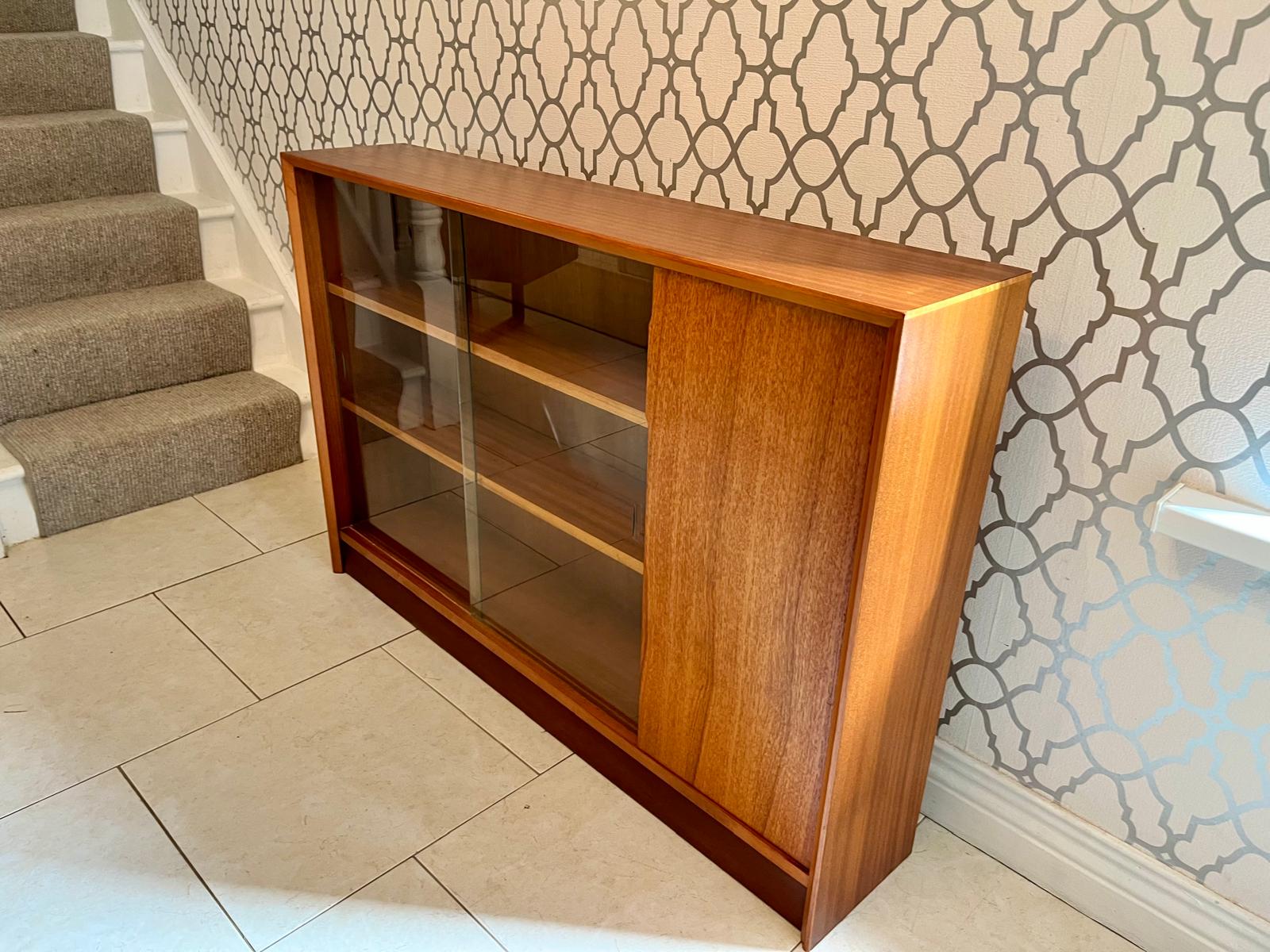 Herbert Gibbs Teak Bookcase with Sliding Glass Doors