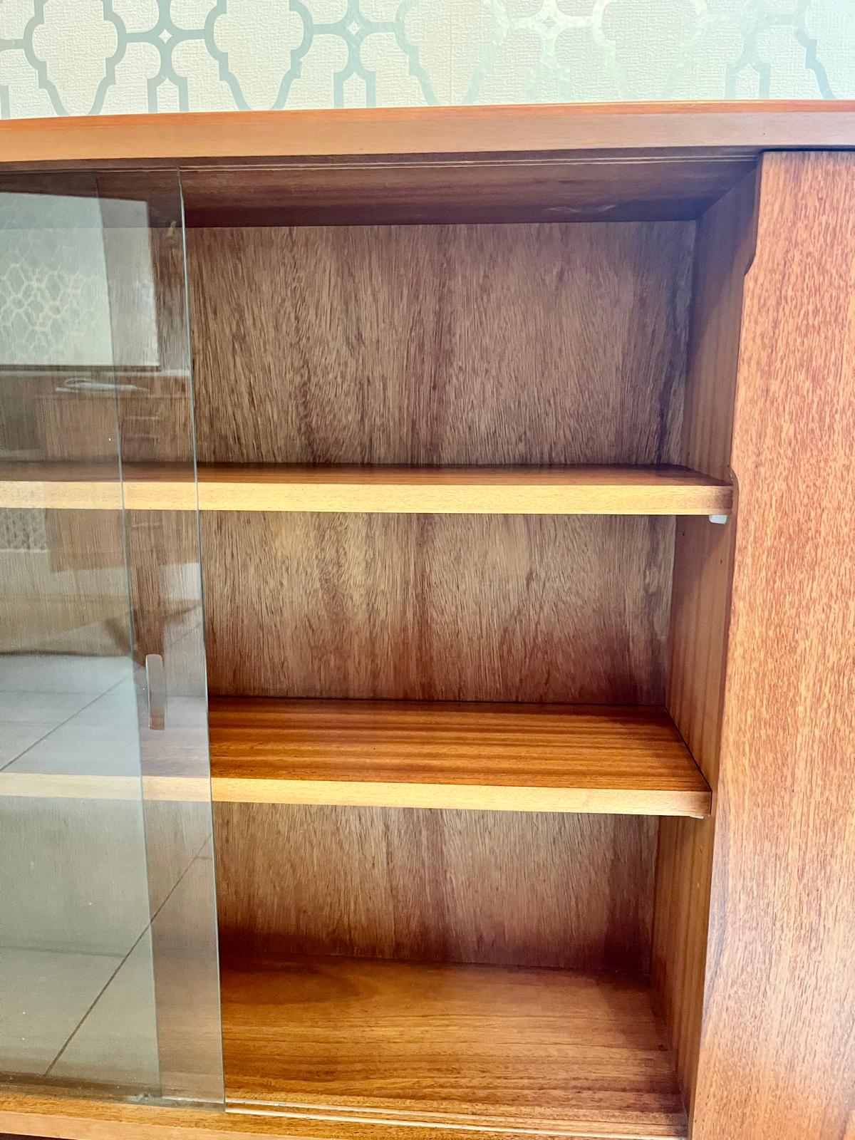 Herbert Gibbs Teak Bookcase with Sliding Glass Doors