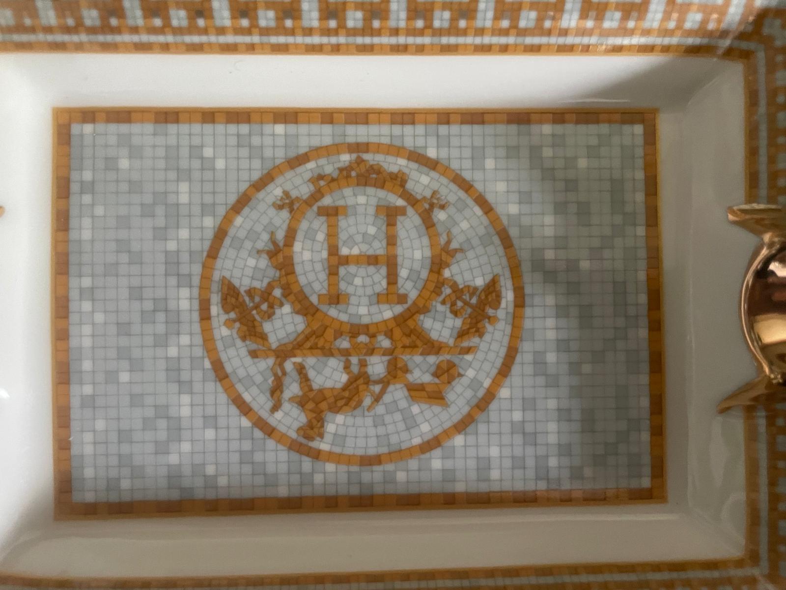 A Hermes Mosaique au 24 Gold Porcelain Ashtray.