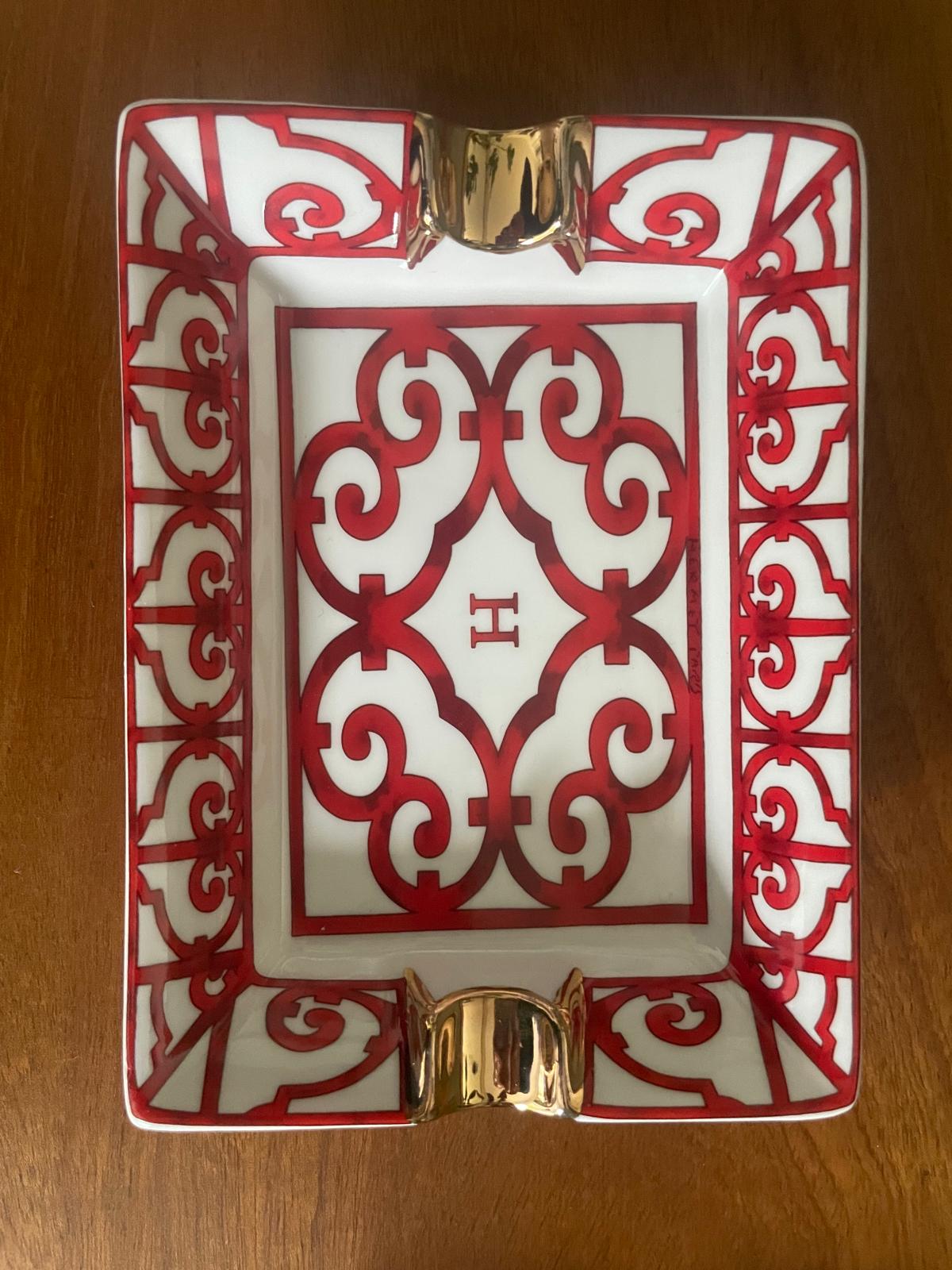 A Hermès Balcon du Guadalquivir Porcelain Ashtray.