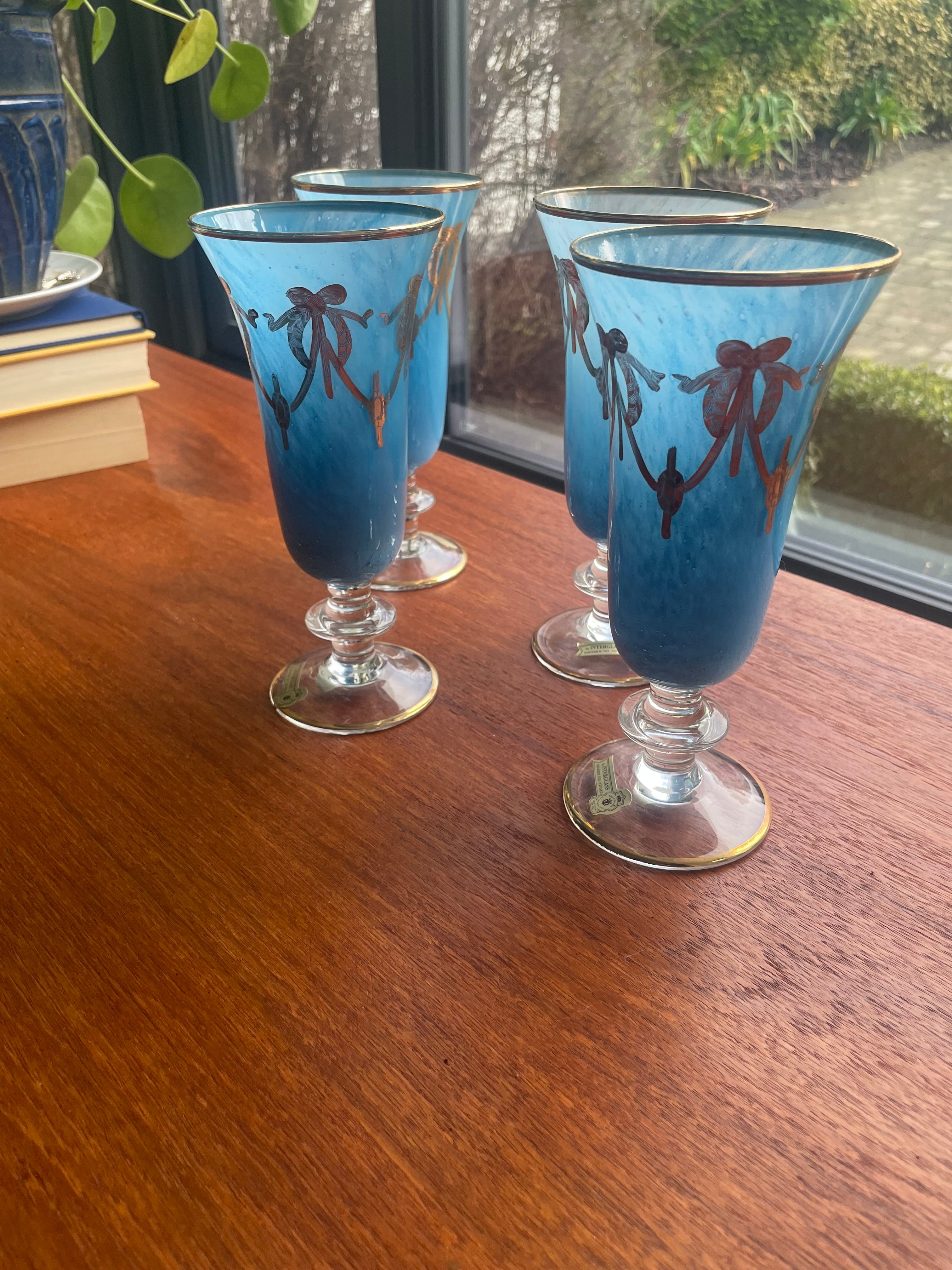 Mid-century Medici 24k set of four Goblets