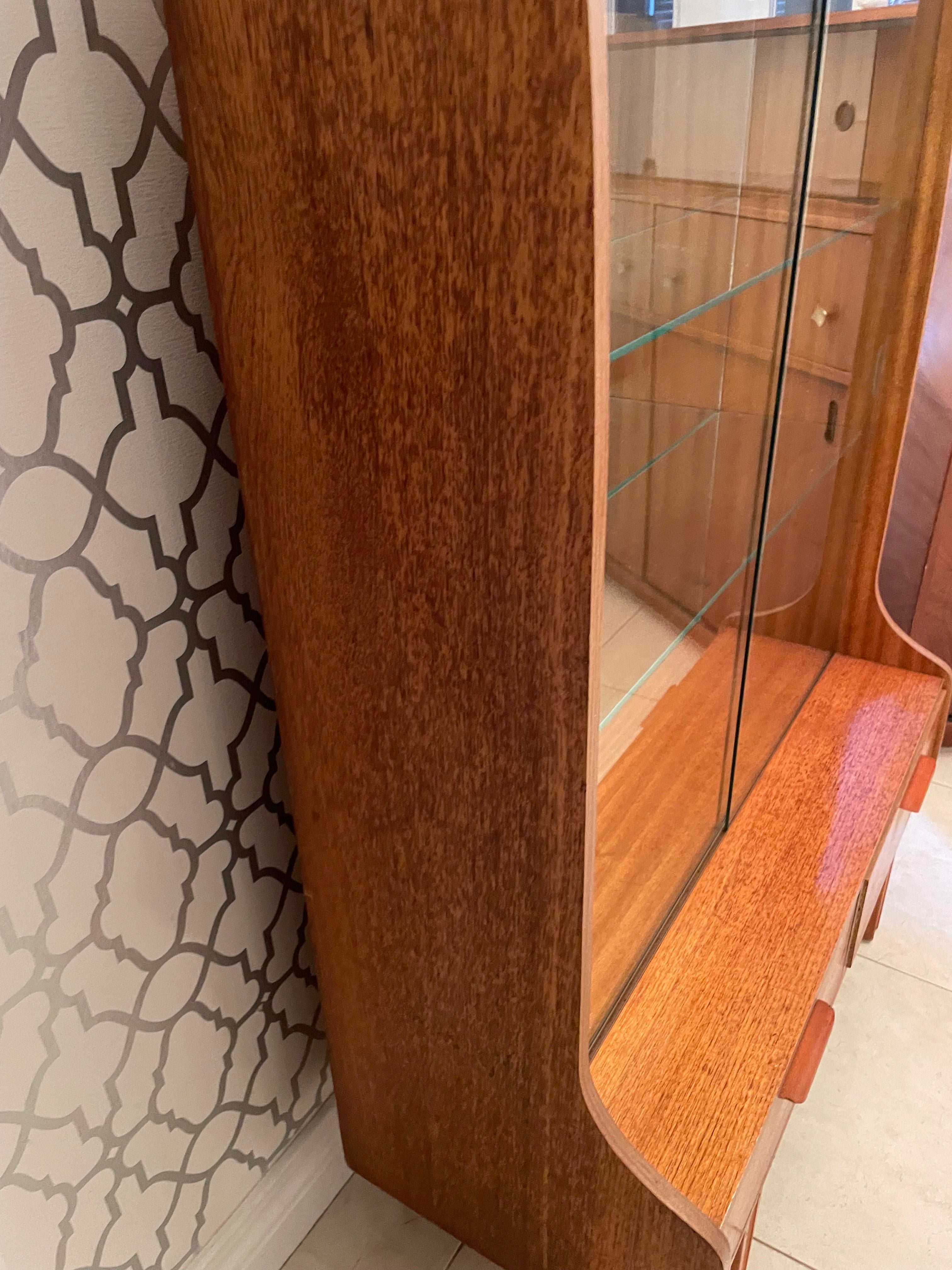 Mid Century teak mirrored glass drinks cabinet