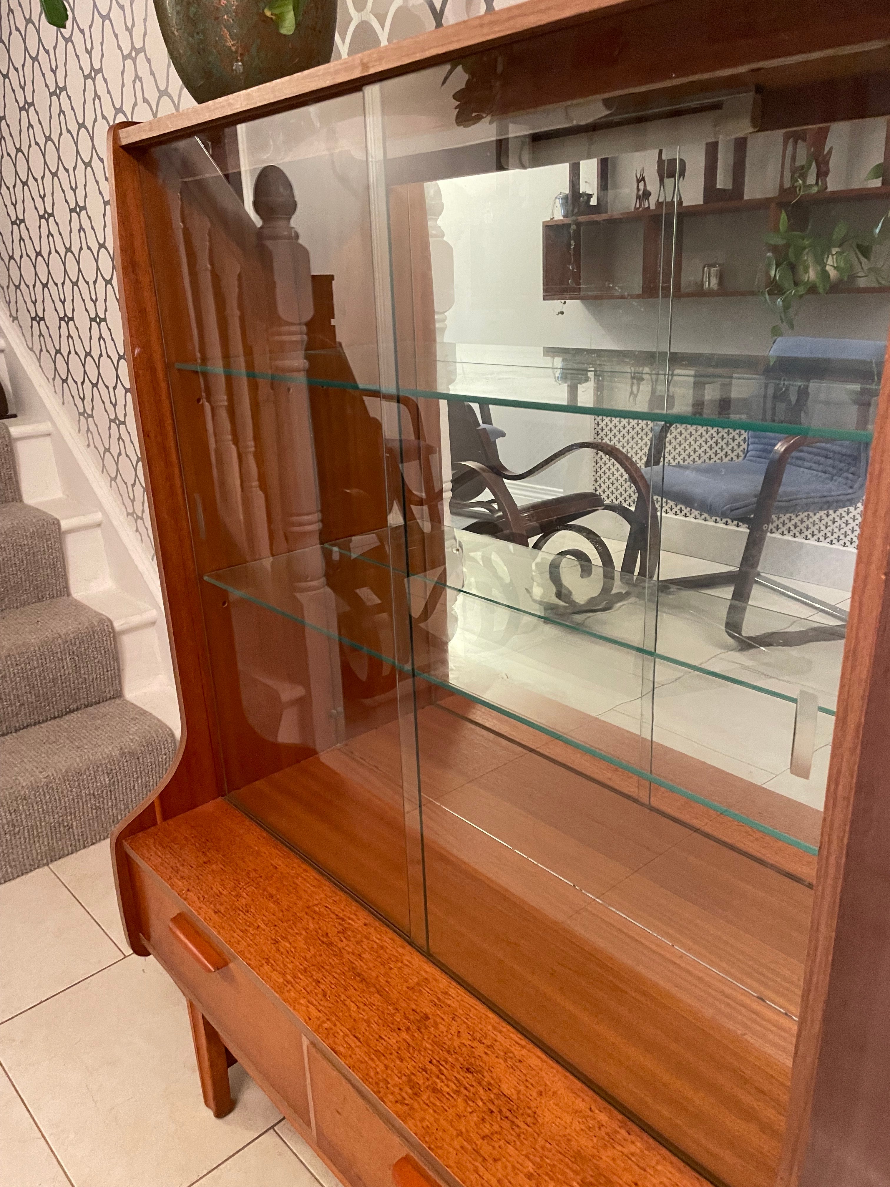 Mid Century teak mirrored glass drinks cabinet
