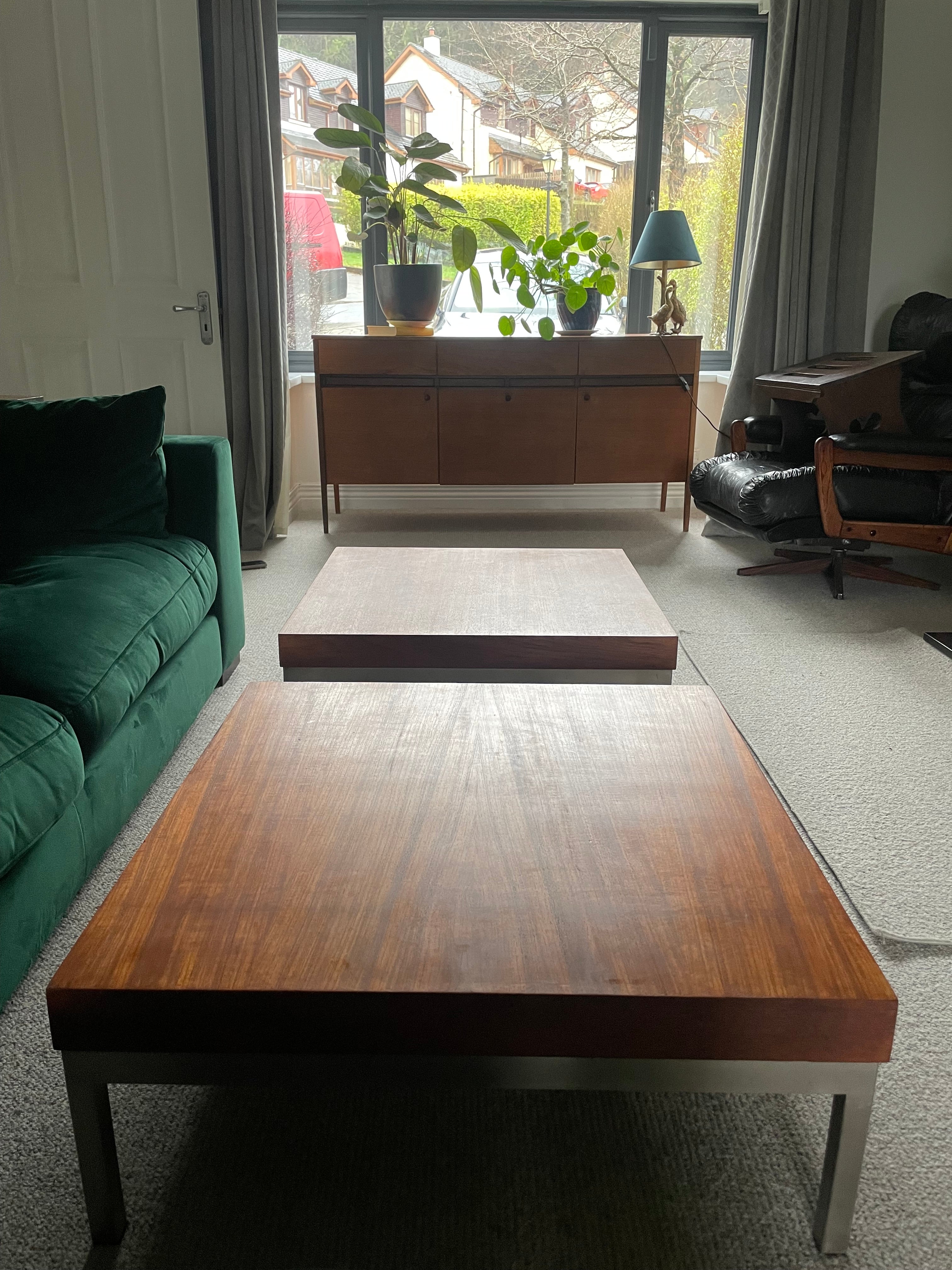 Mid-century chrome and teak coffee table