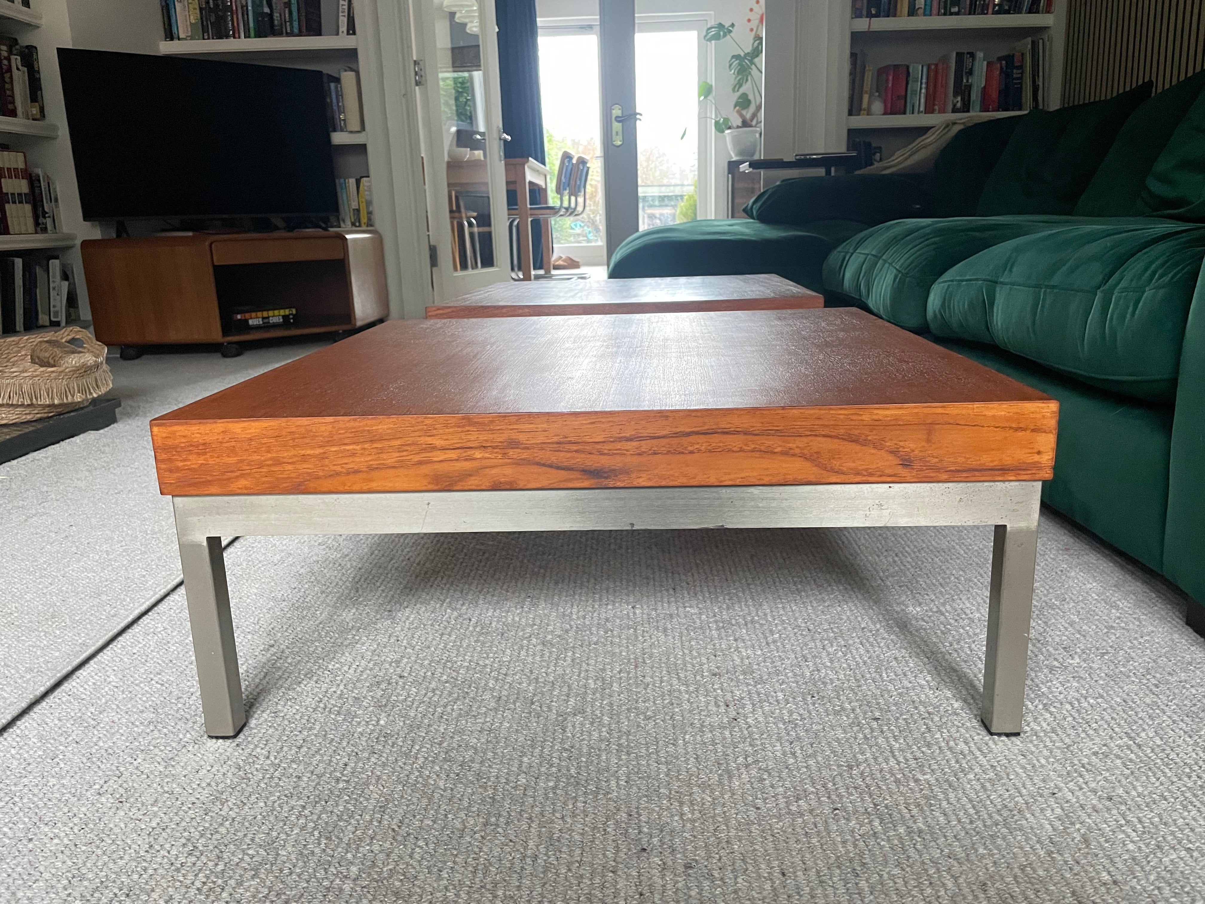 Mid-century chrome and teak coffee table