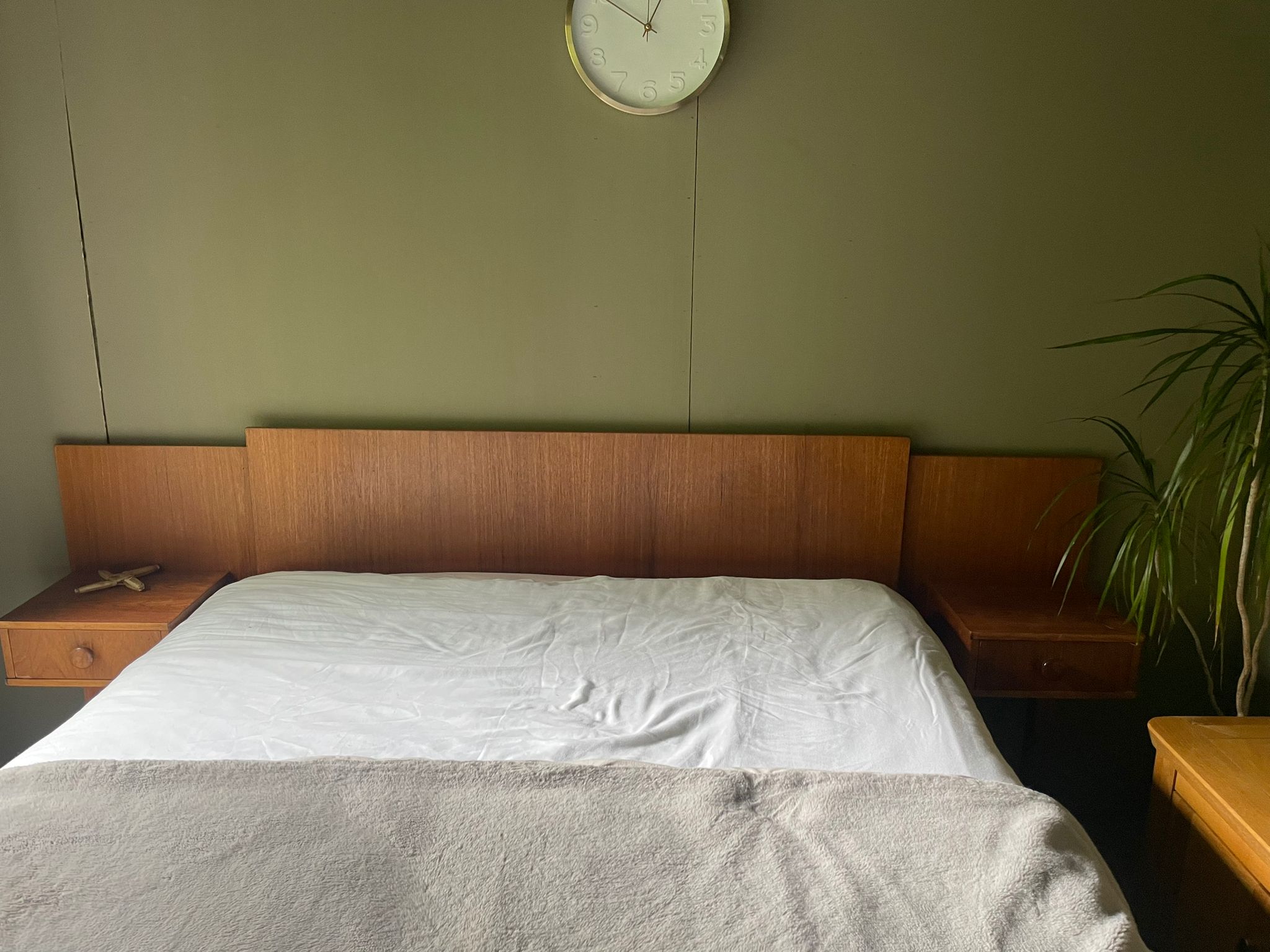 mid century wooden headboard - Grace and Joy Furniture