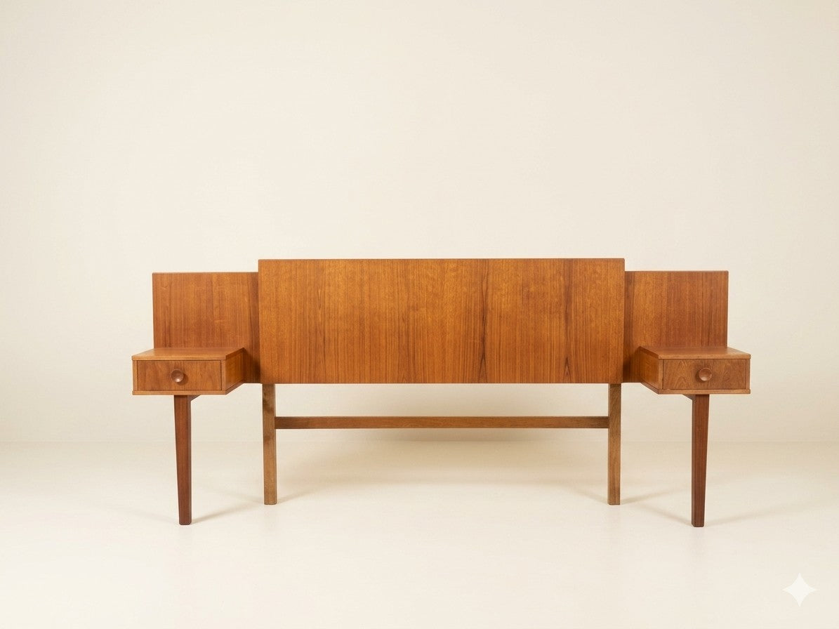 mid century wooden headboard - Grace and Joy Furniture