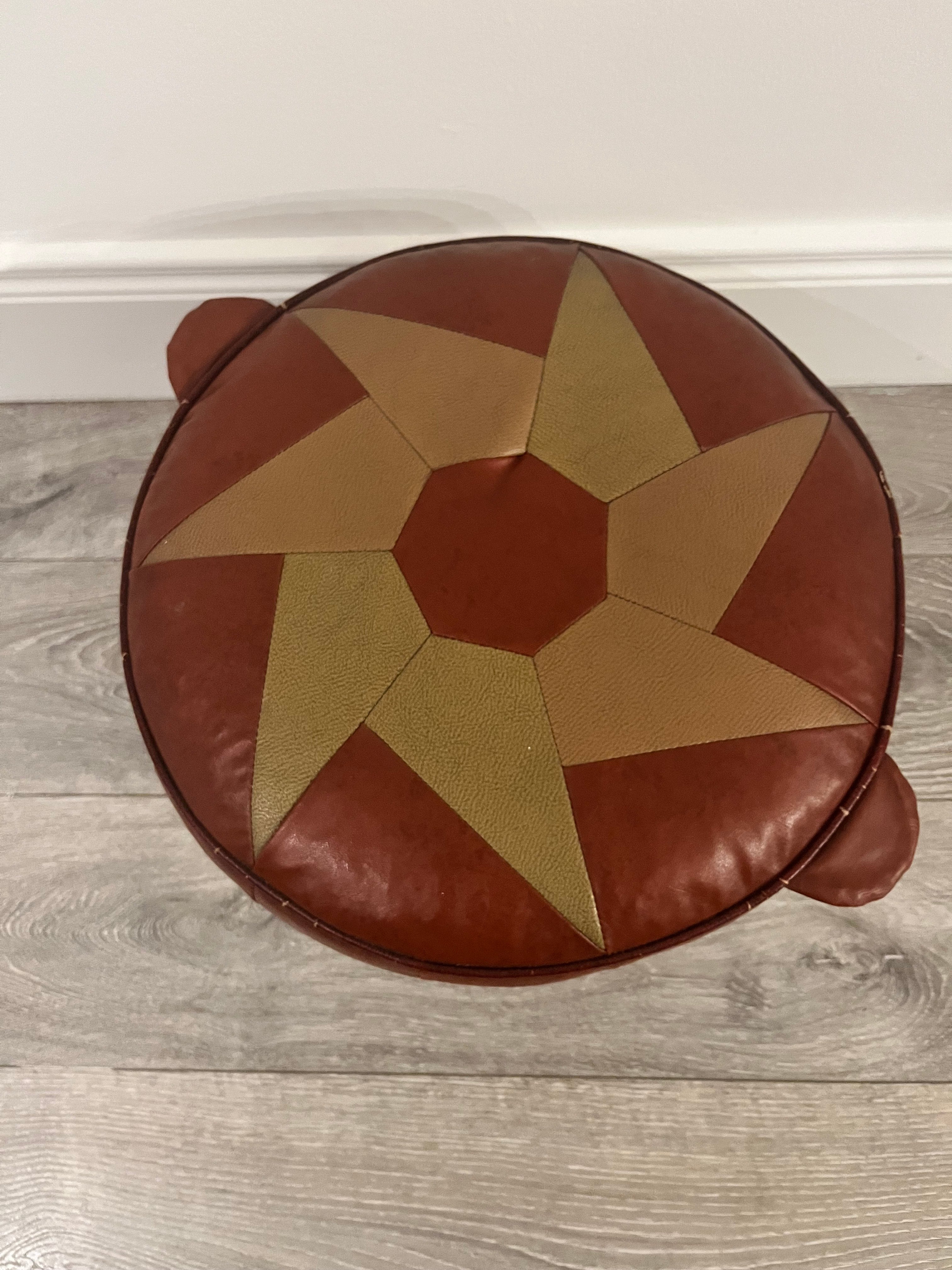 1950's Hexagonal leather pouffe