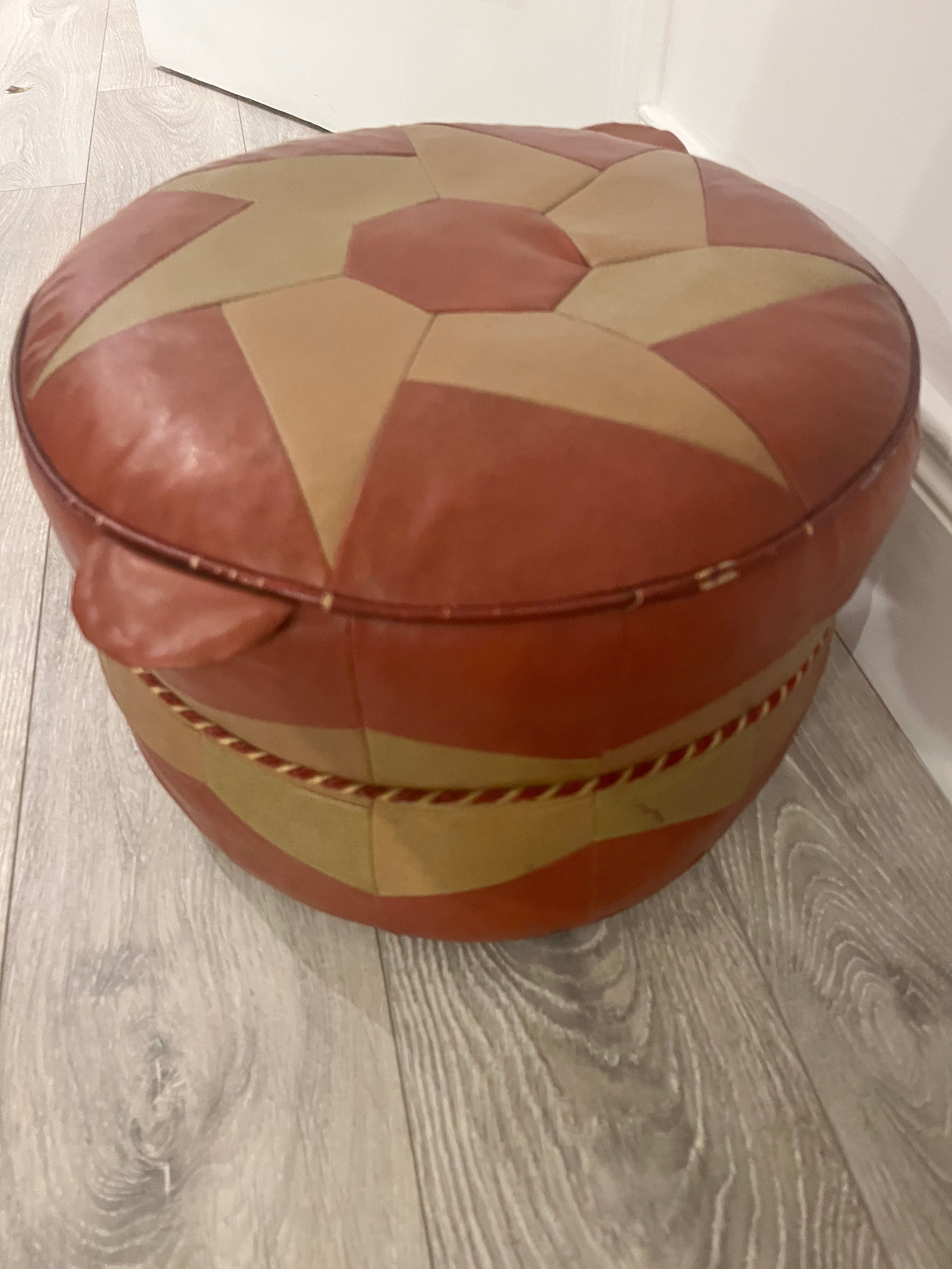 1950's Hexagonal leather pouffe