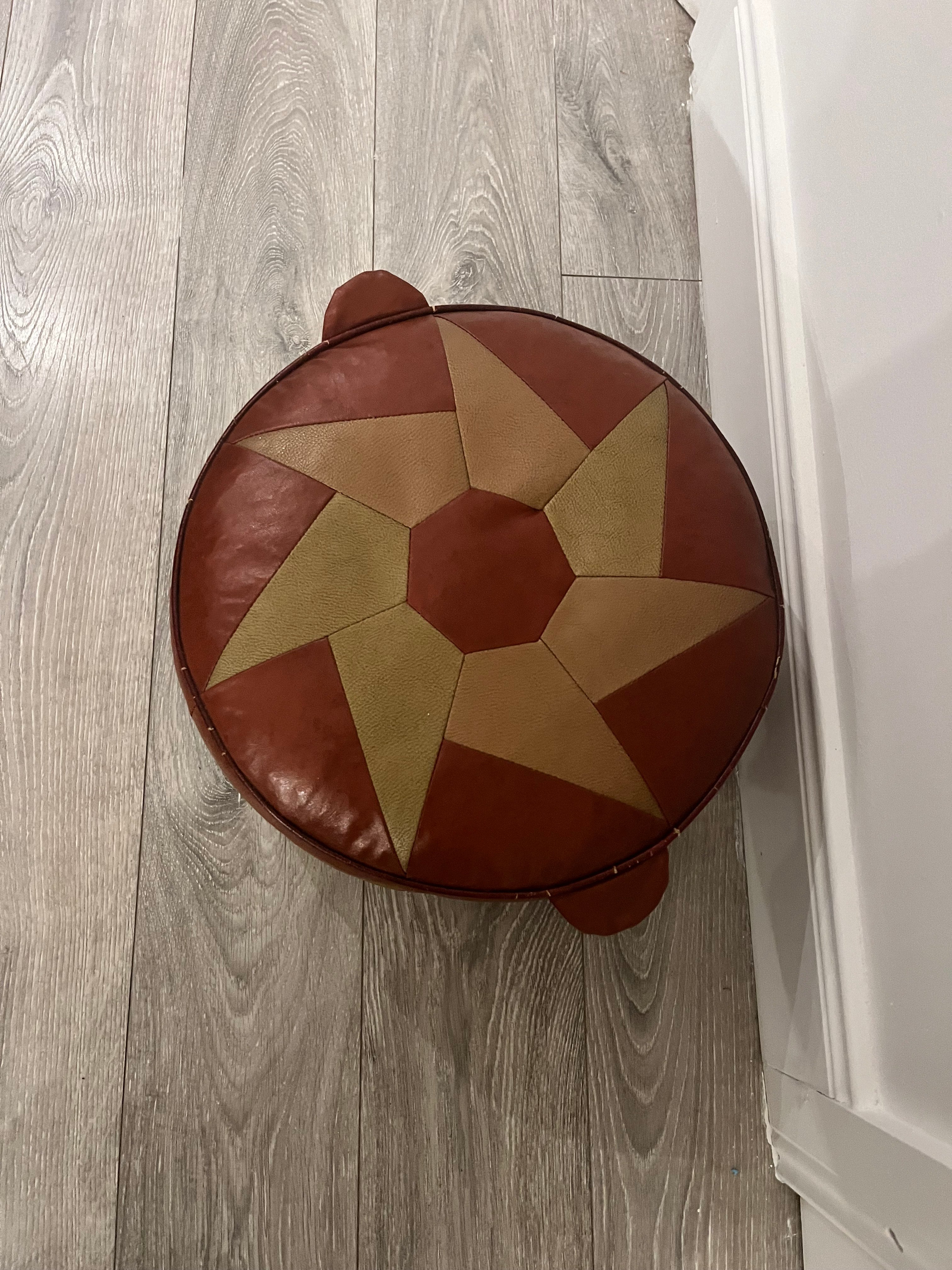 1950's Hexagonal leather pouffe