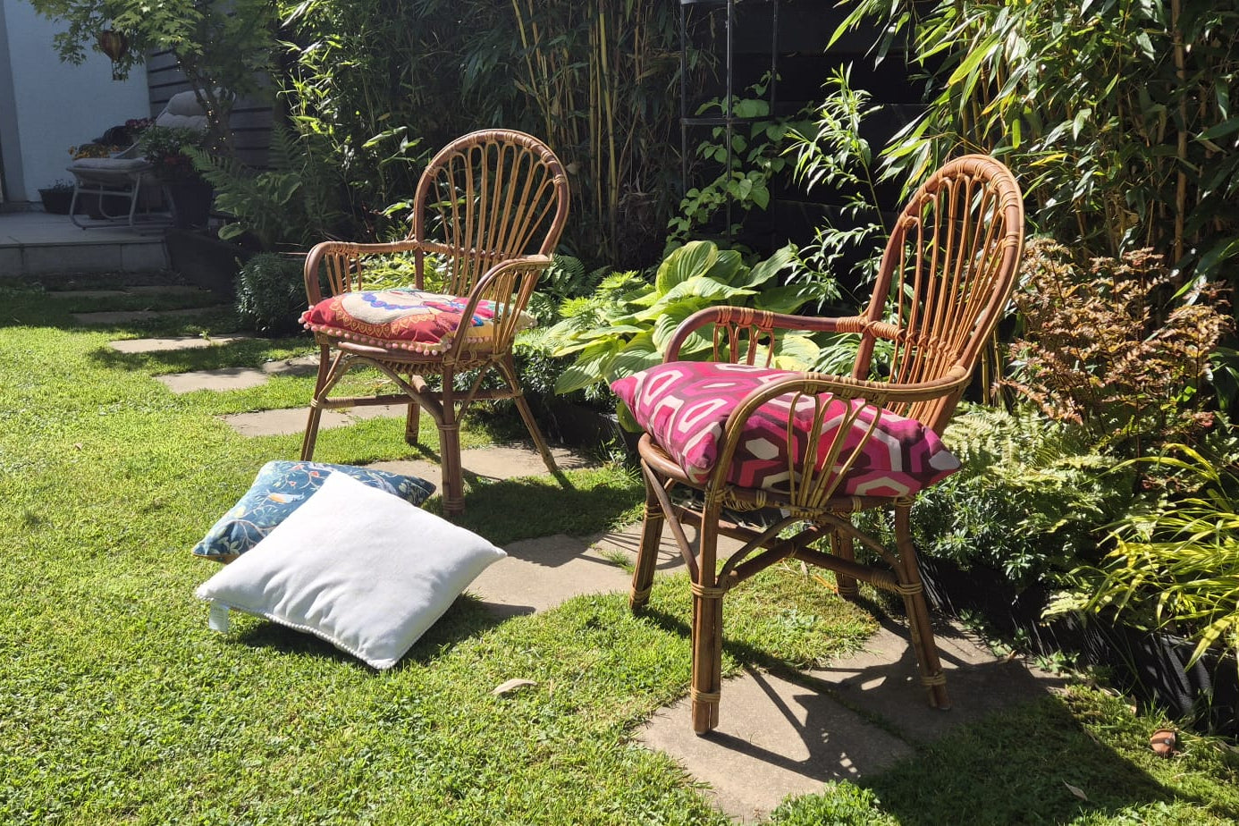 A Pair of Bamboo and Rattan Armchairs. C.1960.