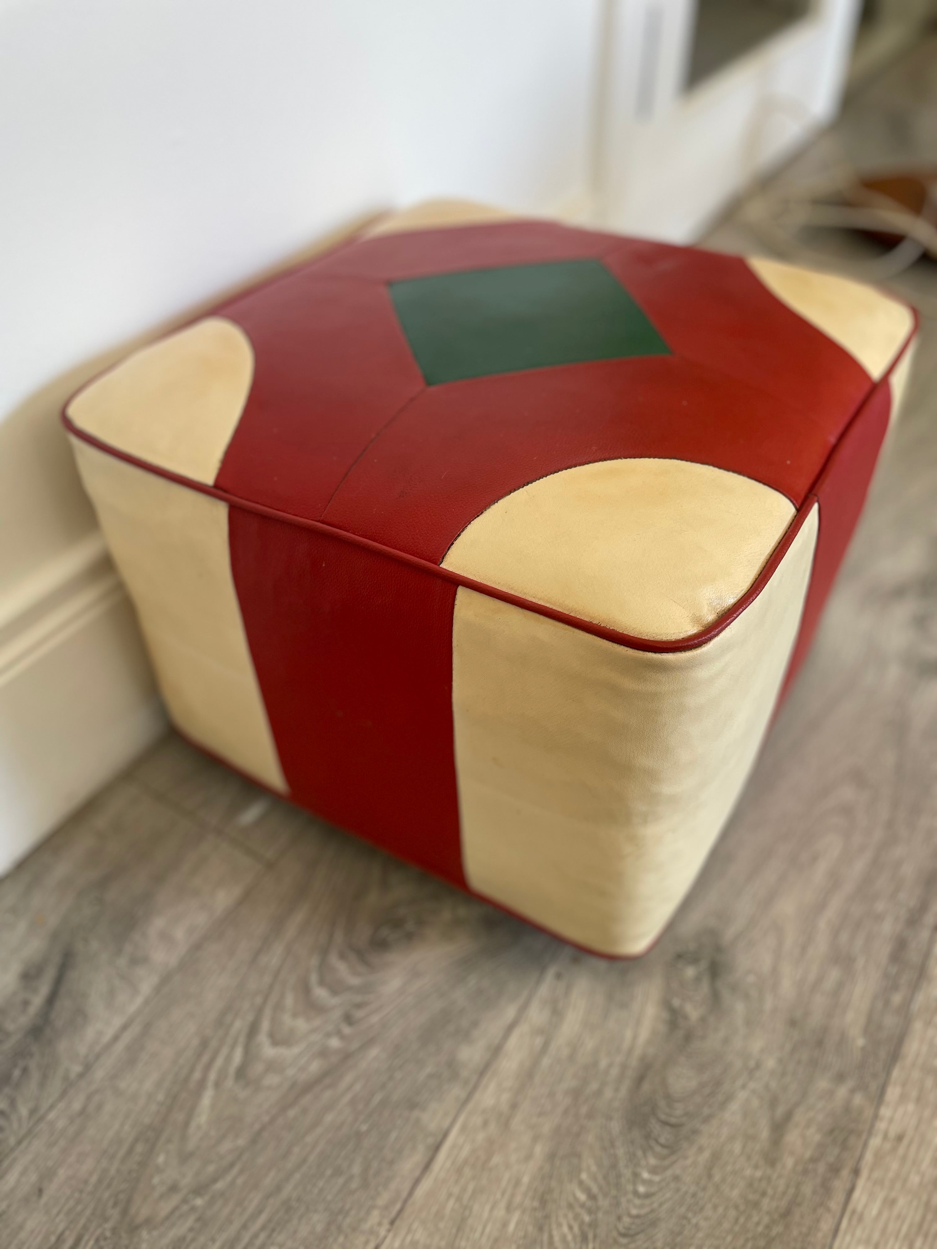 Retro footstool with geometric design by Grace & Joy Furniture