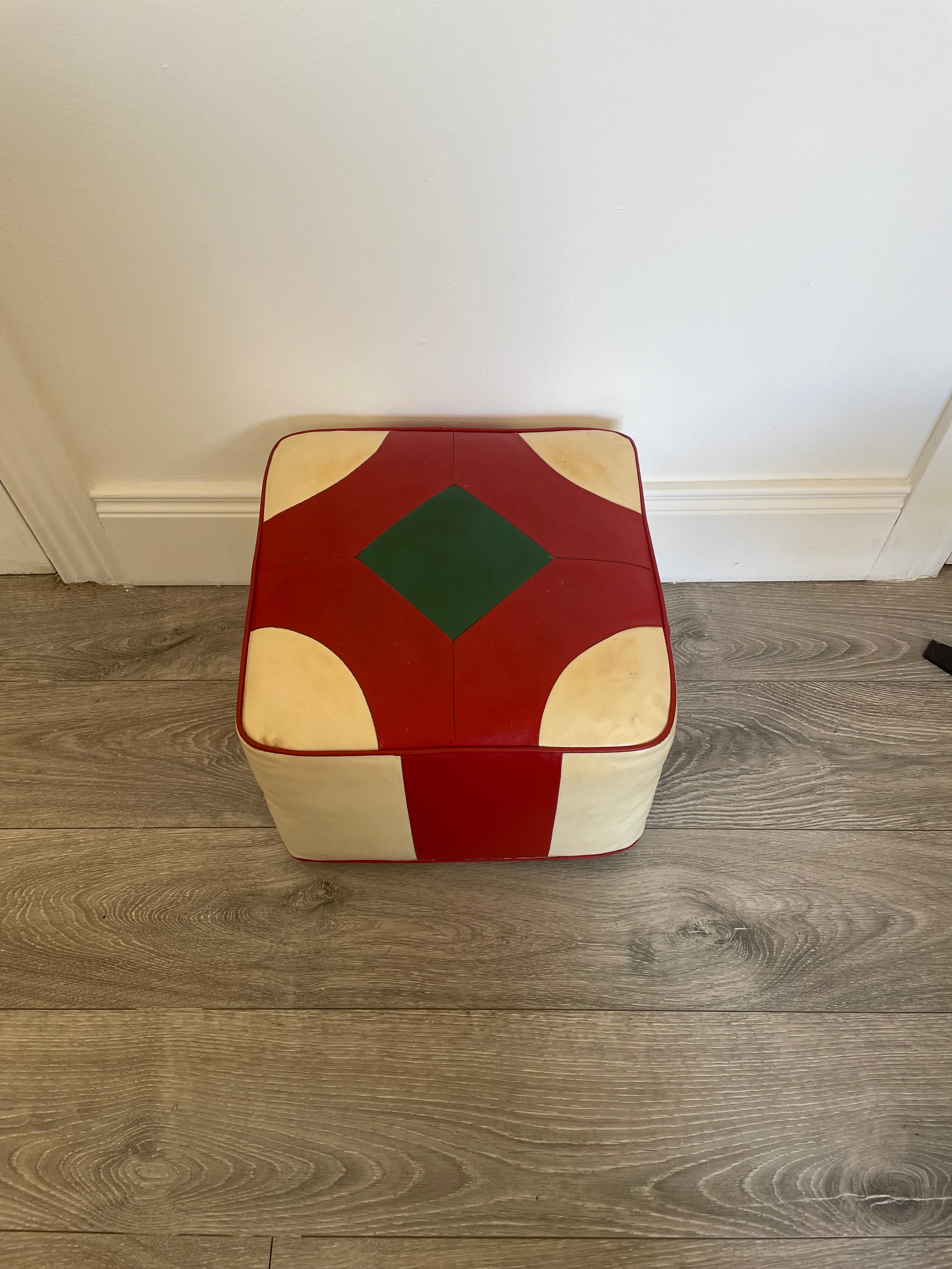 Retro footstool with geometric design by Grace & Joy Furniture