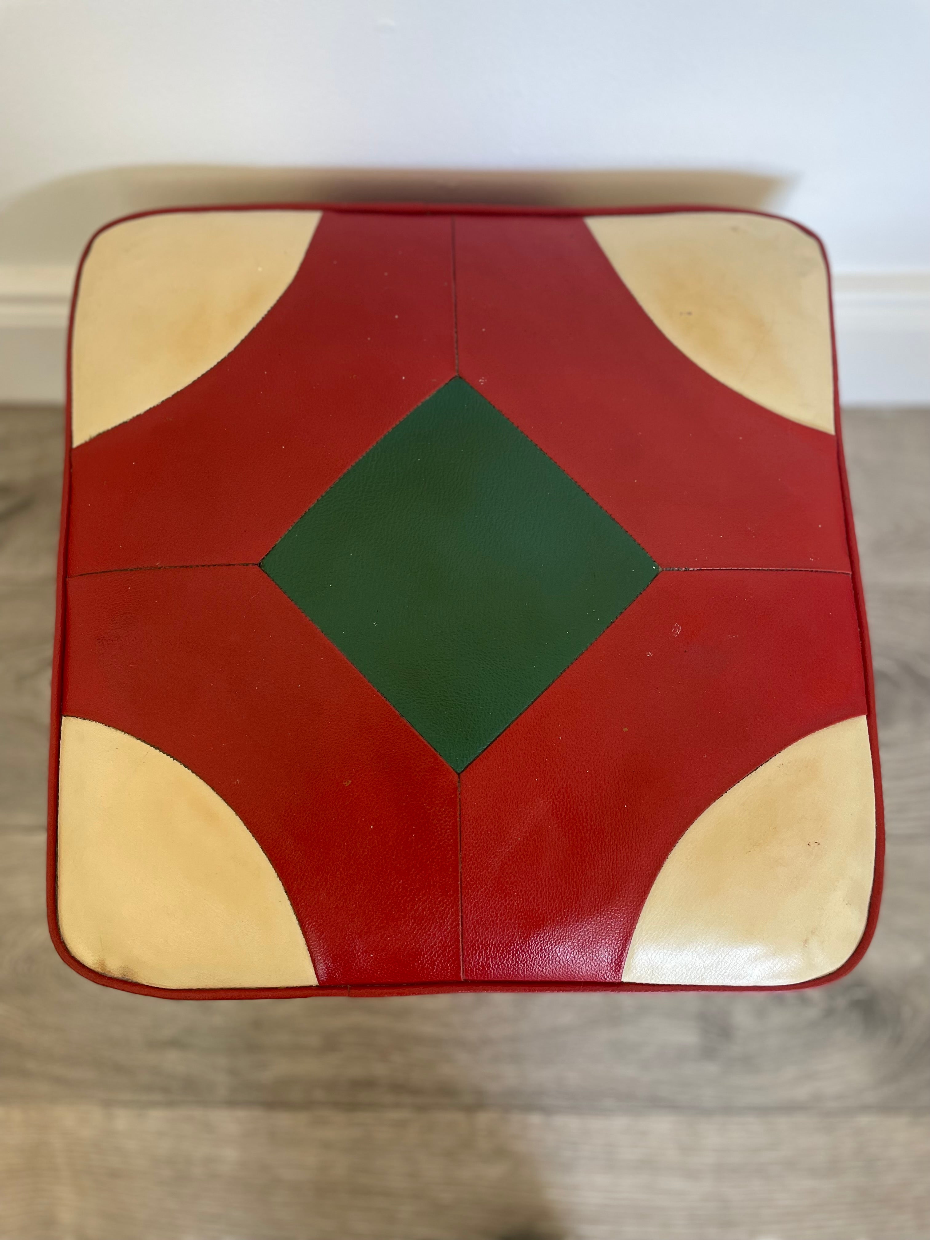 Retro footstool with geometric design by Grace & Joy Furniture