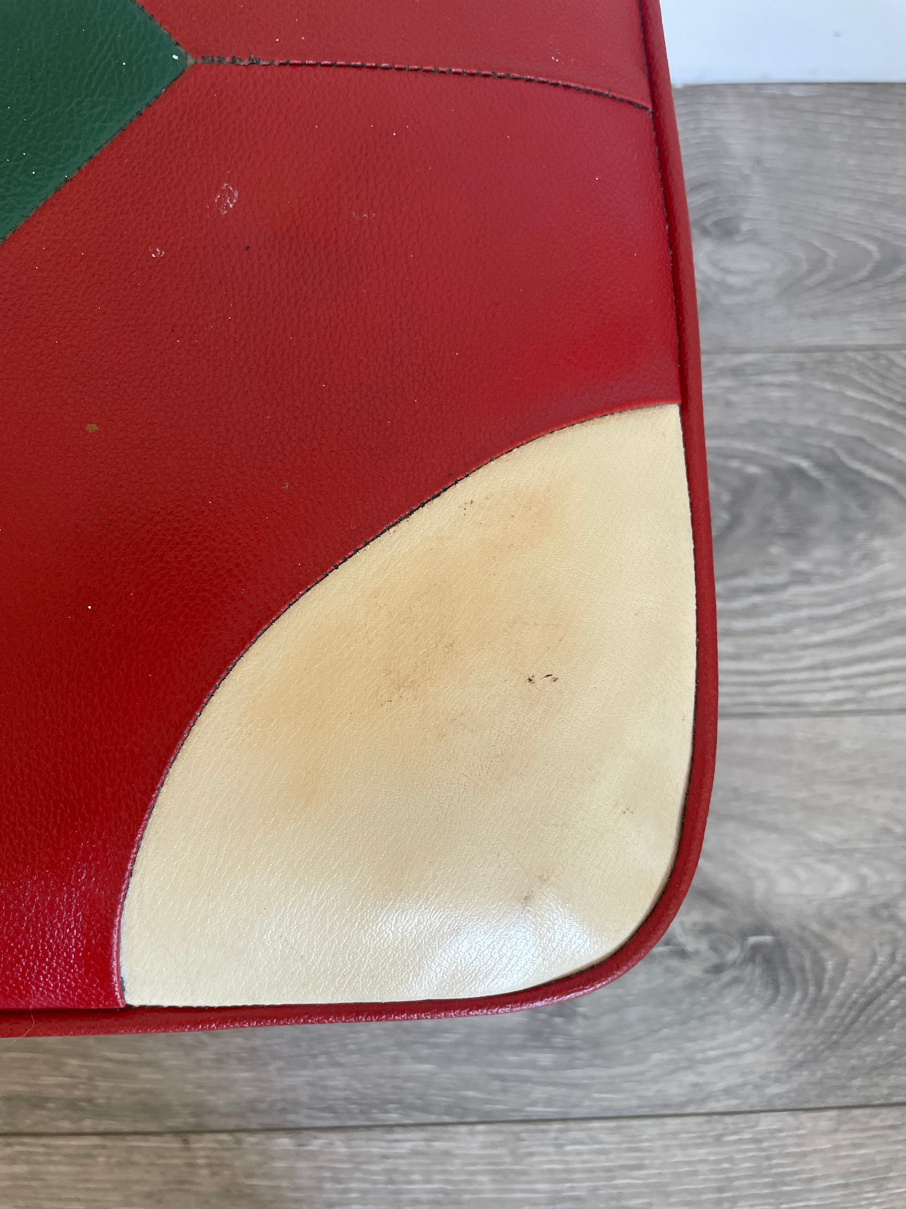 Retro footstool with geometric design by Grace & Joy Furniture