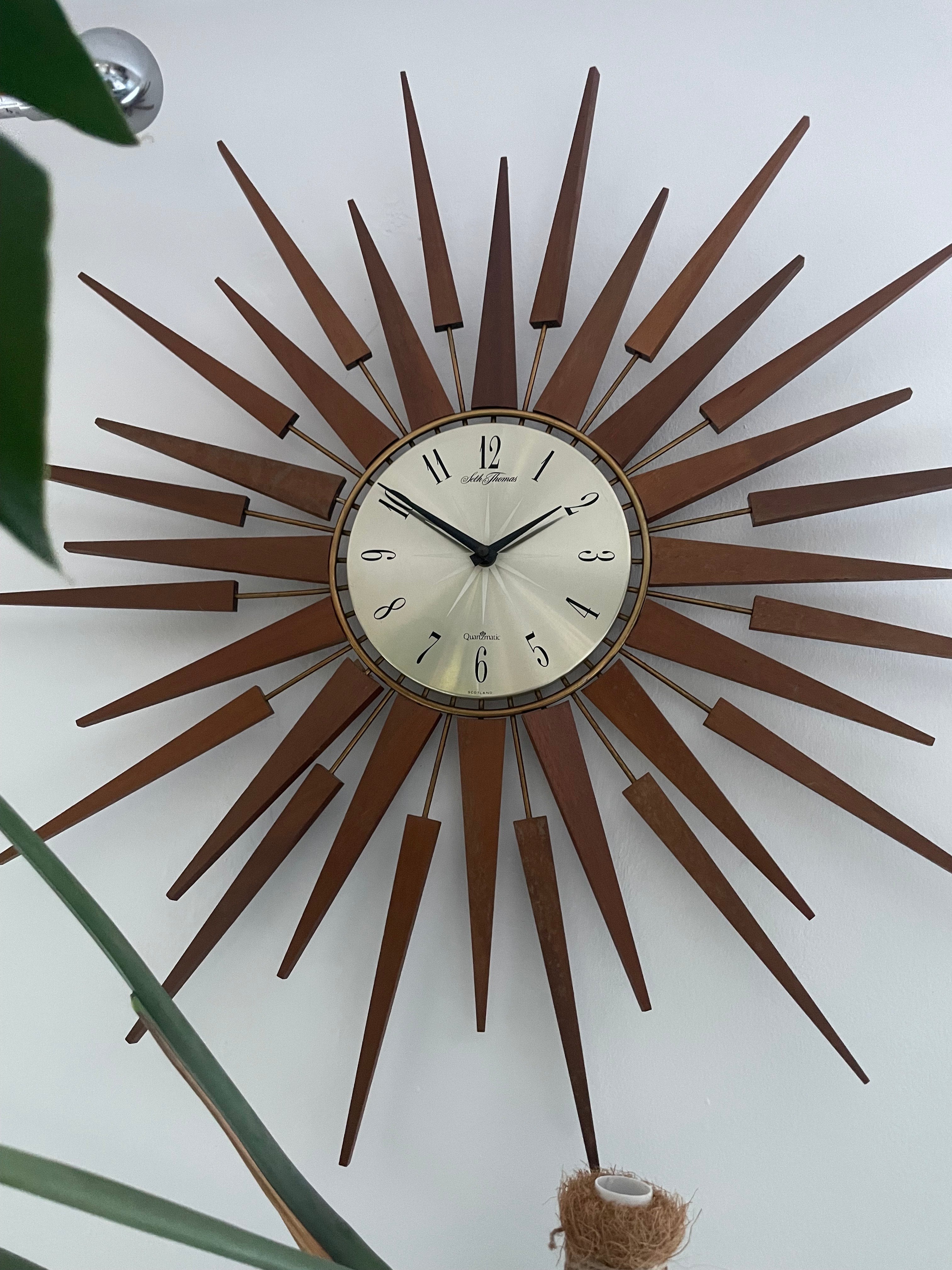 Seth Thomas Retro Sunburst Wall Clock