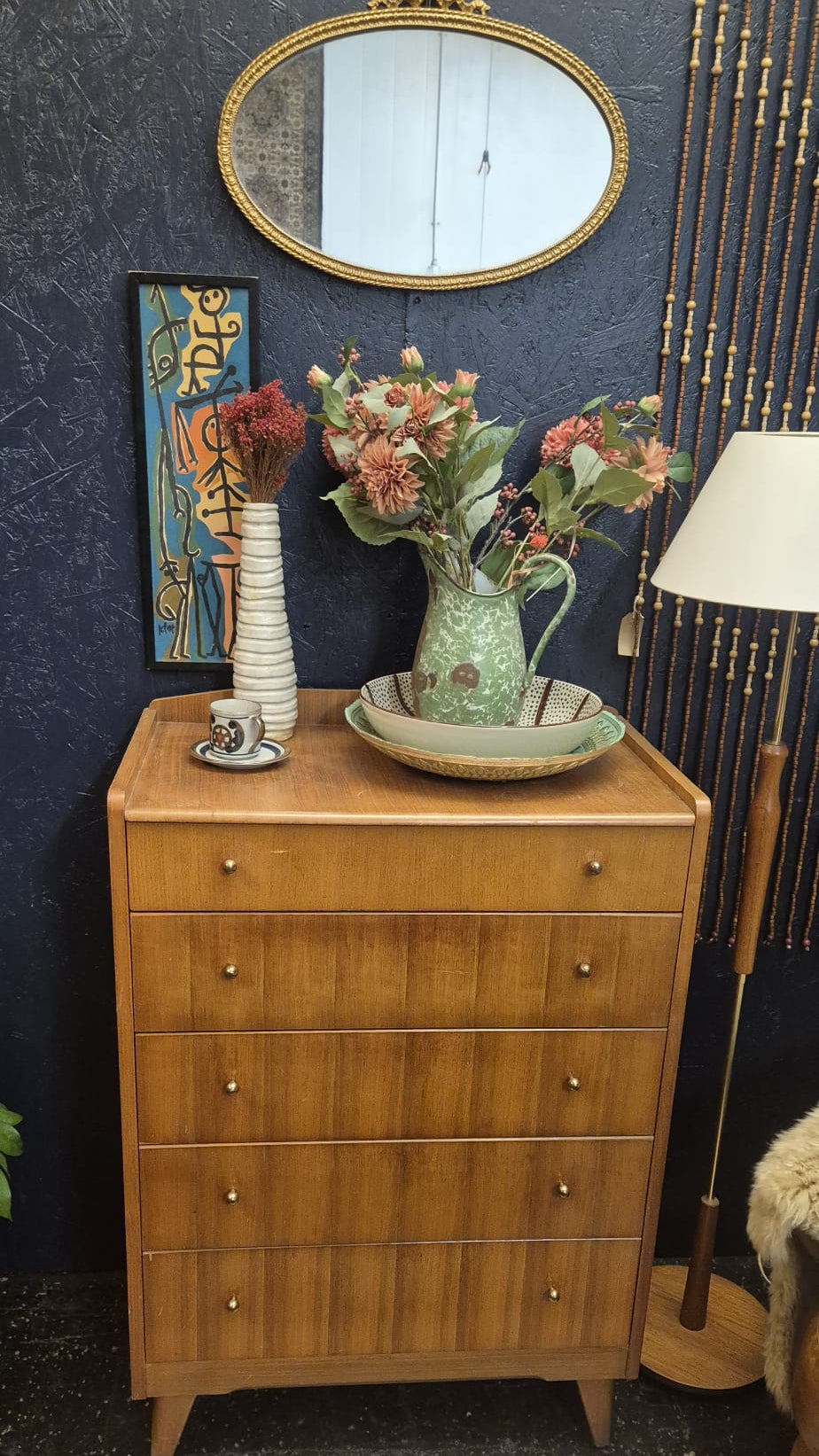 Tall Walnut Chest of Drawers by Lebus
