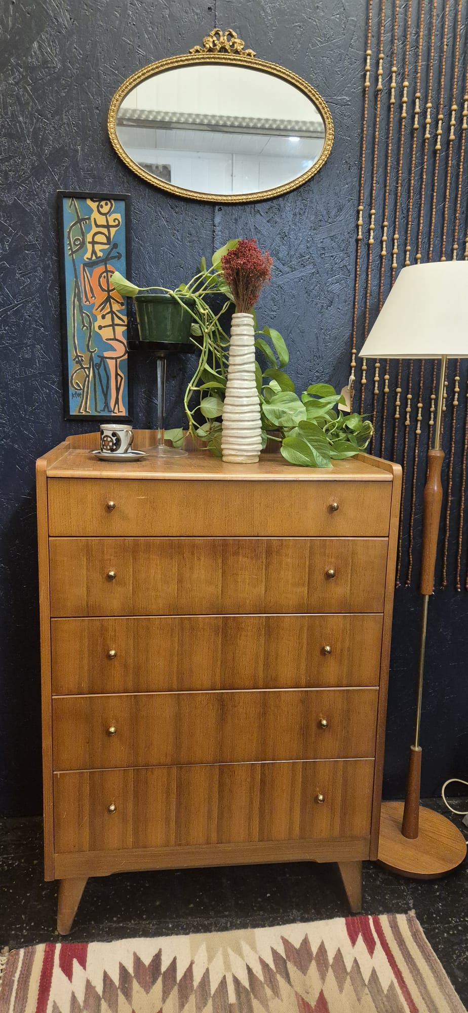 Tall Walnut Chest of Drawers by Lebus