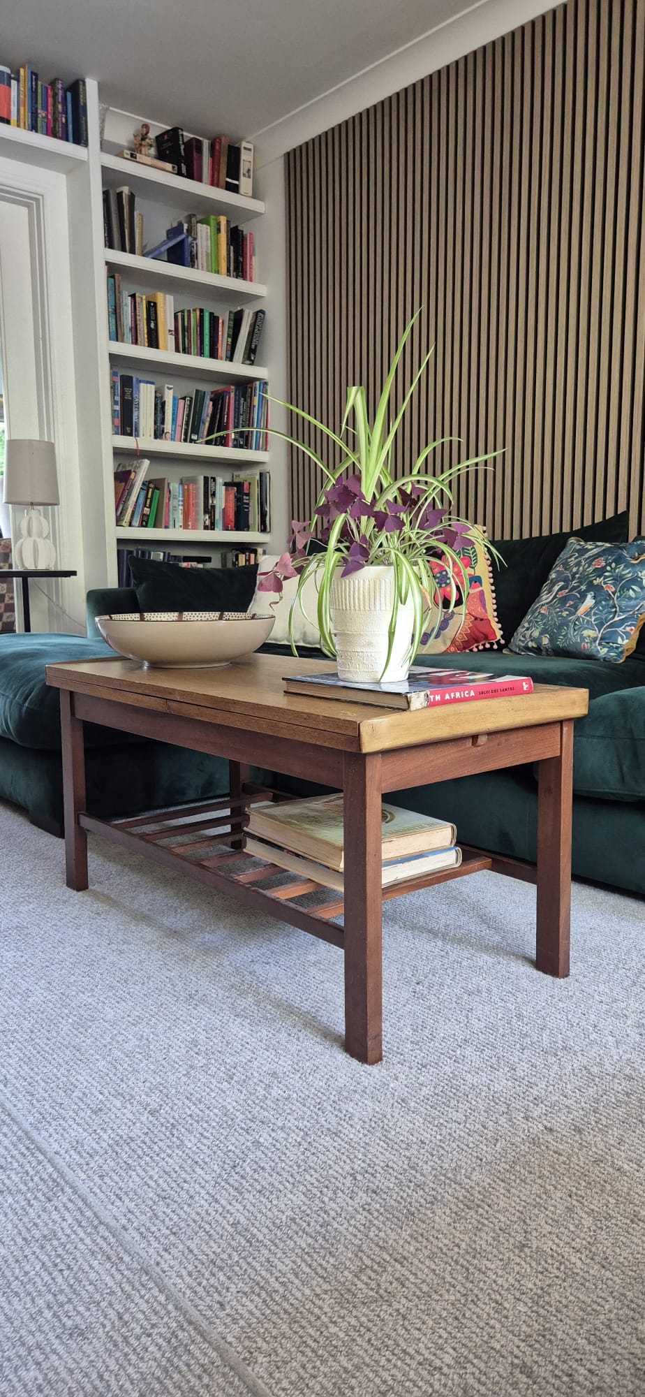 Mid Century teak two tier extendable coffee table by Grace & Joy Furniture