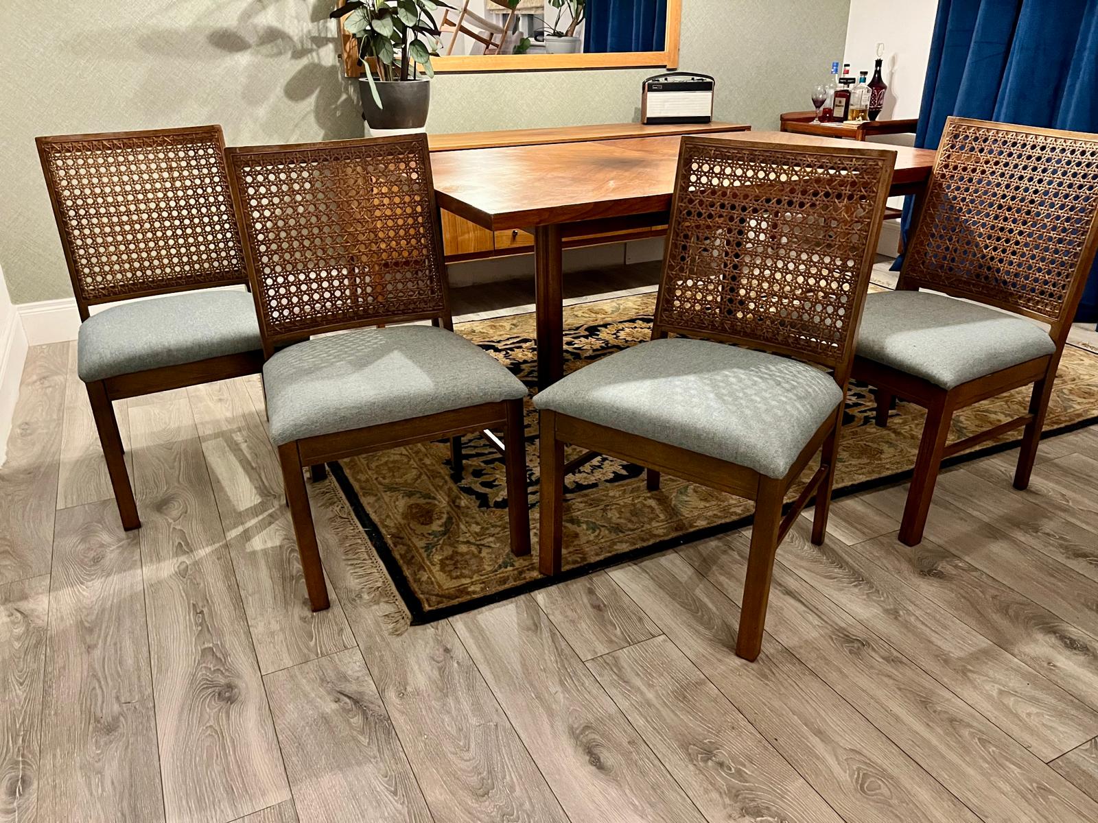 Set of re-upholstered chairs by Lane